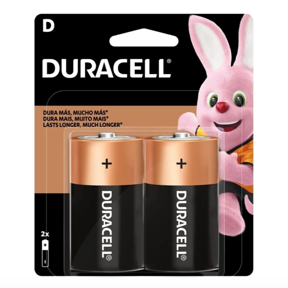 Pila Duracell alcalina D X 2 Unid